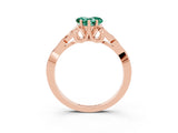 Rose gold Heart Cut Green Sapphire Solitaire Celtic Knot Ring with Four-Prong Setting_15