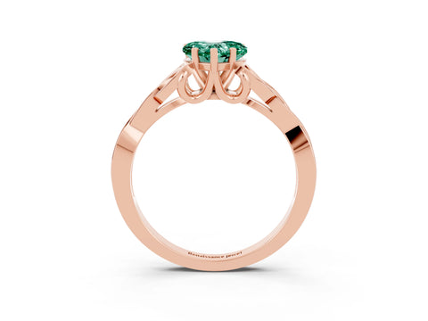 Rose gold Heart Cut Green Sapphire Solitaire Celtic Knot Ring with Four-Prong Setting_15