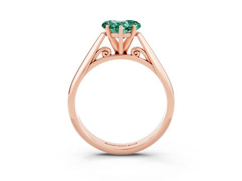 Rose gold Heart Cut Green Sapphire Solitaire Engagement Ring with Cathedral Setting and Four-Prong Mount_15