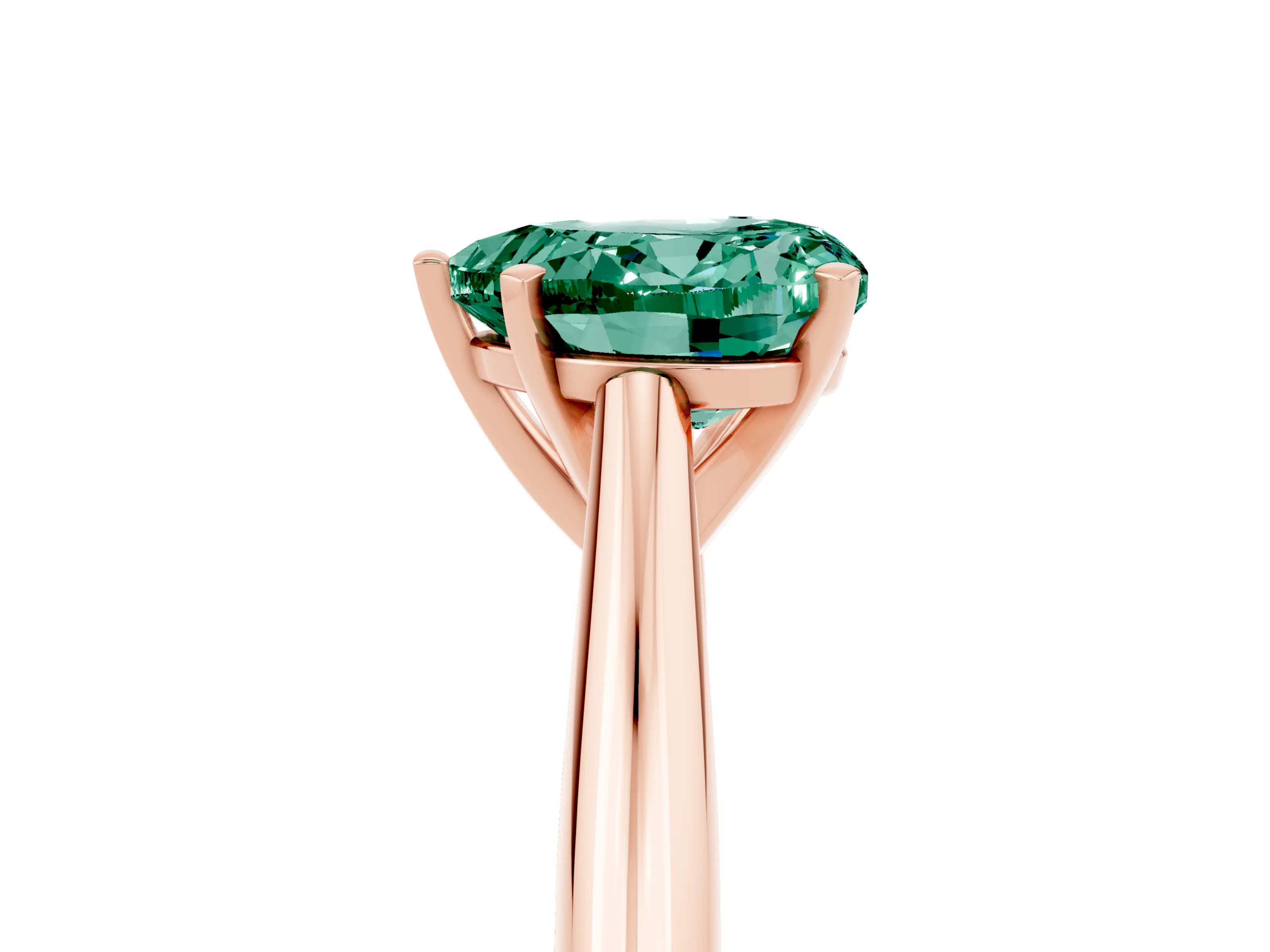 Rose gold Heart Cut Green Sapphire Solitaire Engagement Ring with Cathedral Setting and Four-Prong Mount_17