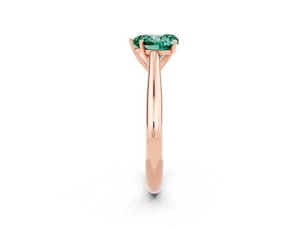 Rose gold Heart Cut Green Sapphire Solitaire Engagement Ring with Cathedral Setting and Four-Prong Mount