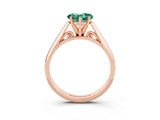Rose gold Heart Cut Green Sapphire Solitaire Engagement Ring with Cathedral Setting and Four-Prong Mount_27