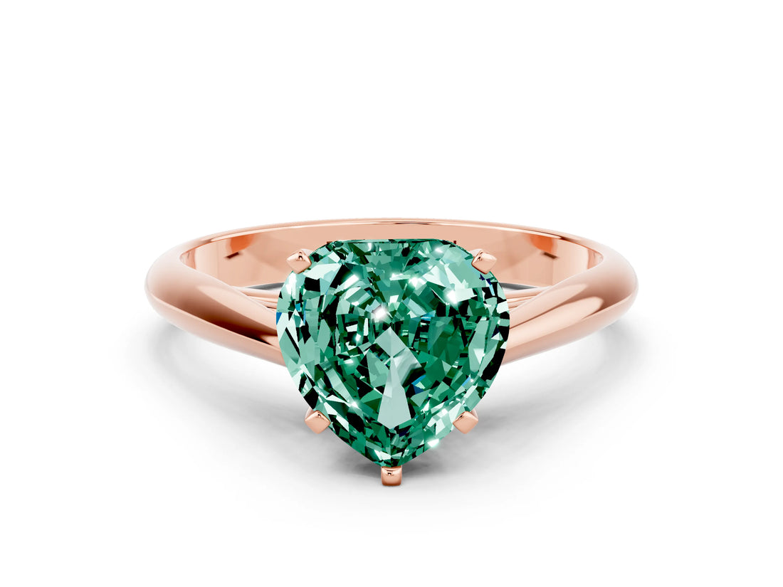 Rose gold Heart Cut Green Sapphire Solitaire Engagement Ring with Cathedral Setting and Four-Prong Mount_30