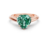 Rose gold Heart Cut Green Sapphire Solitaire Engagement Ring with Cathedral Setting and Four-Prong Mount_30