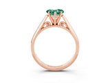 Rose gold Heart Cut Green Sapphire Solitaire Engagement Ring with Cathedral Setting and Four-Prong Mount_33