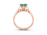 Rose gold Heart Cut Green Sapphire Solitaire Engagement Ring with Cathedral Setting and Four-Prong Mount_69