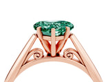 Rose gold Heart Cut Green Sapphire Solitaire Engagement Ring with Cathedral Setting and Four-Prong Mount_70