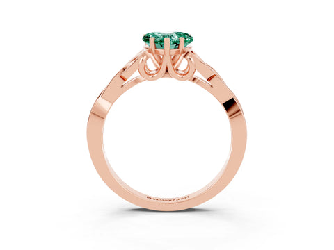 Rose gold Heart Cut Green Sapphire Solitaire Engagement Ring with Celtic Knot Band and Four-Prong Setting_3