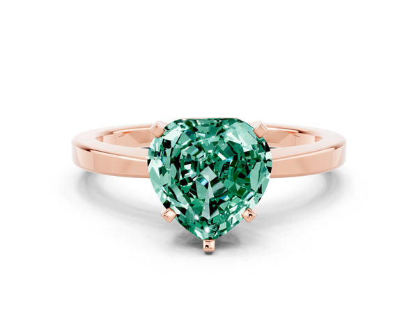 Rose gold Heart Cut Green Sapphire Solitaire Engagement Ring with Classic Band and Four-Prong Setting