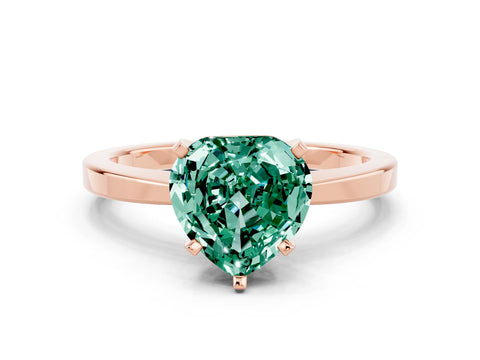 Rose gold Heart Cut Green Sapphire Solitaire Engagement Ring with Classic Band and Four-Prong Setting_24