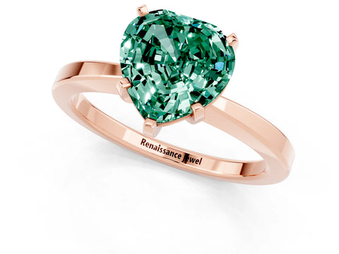 Rose gold Heart Cut Green Sapphire Solitaire Engagement Ring with Classic Band and Four-Prong Setting_25
