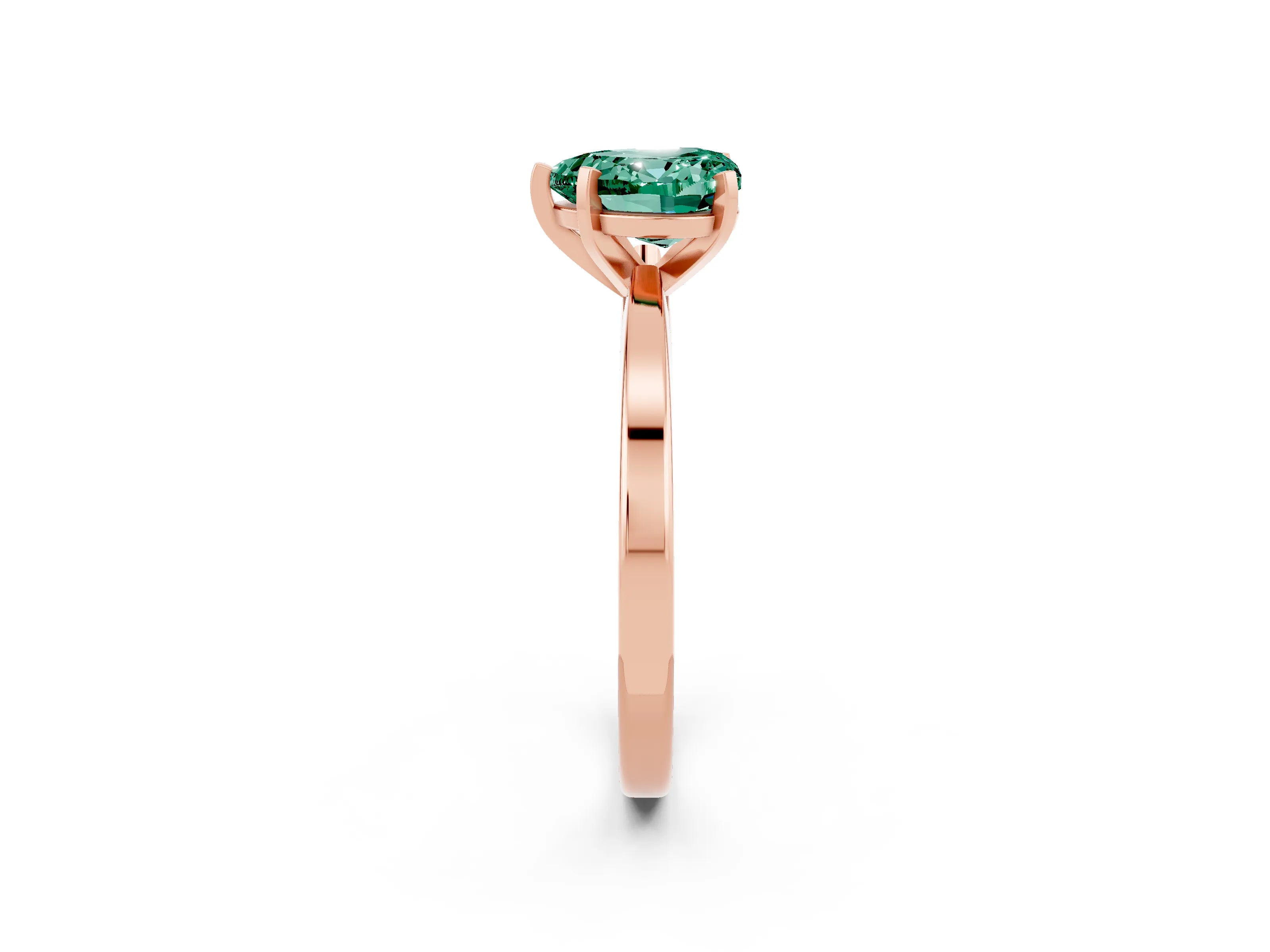 Rose gold Heart Cut Green Sapphire Solitaire Engagement Ring with Classic Band and Four-Prong Setting_26