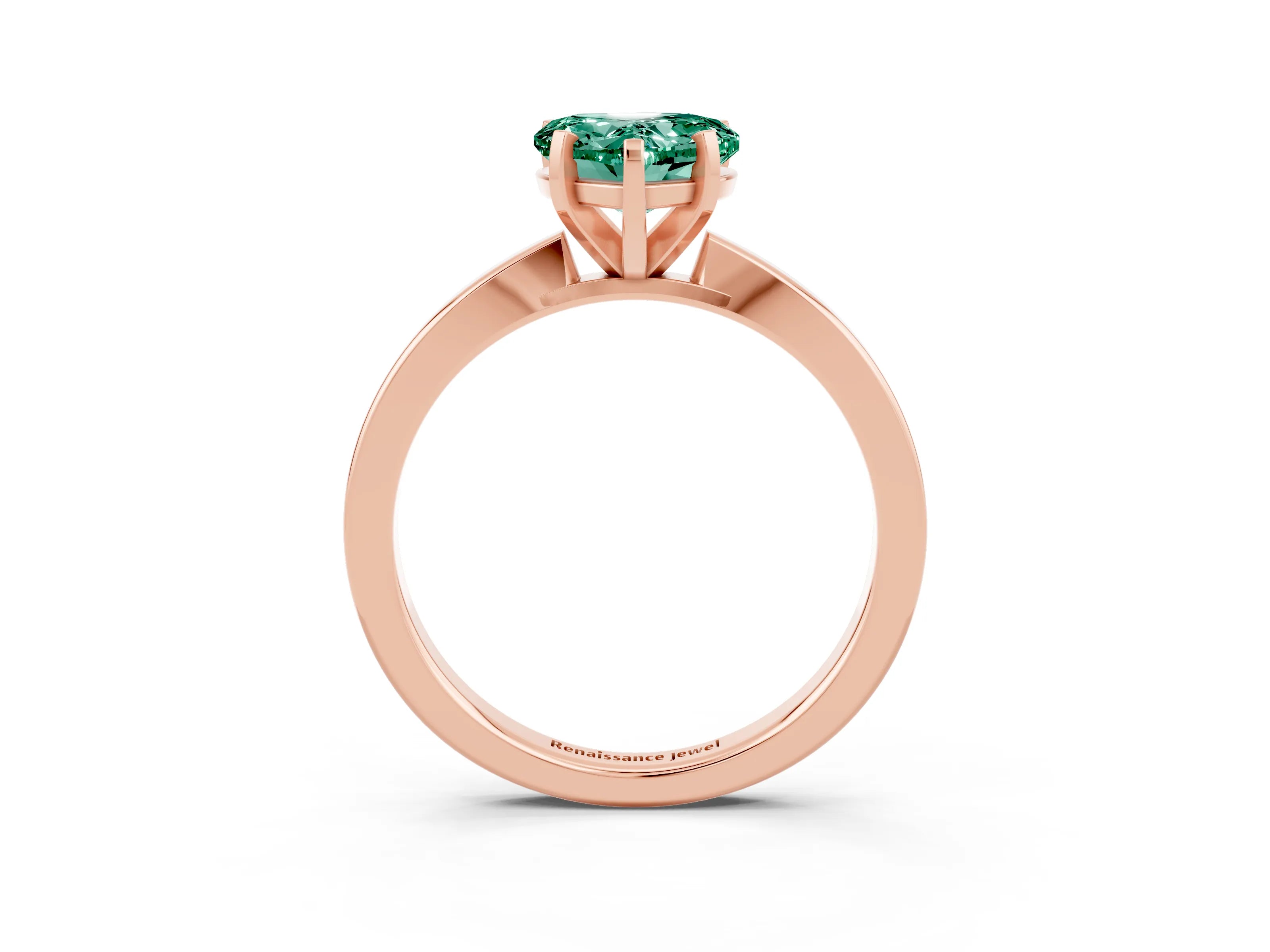 Rose gold Heart Cut Green Sapphire Solitaire Engagement Ring with Classic Band and Four-Prong Setting_27