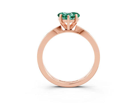 Rose gold Heart Cut Green Sapphire Solitaire Engagement Ring with Classic Band and Four-Prong Setting_27