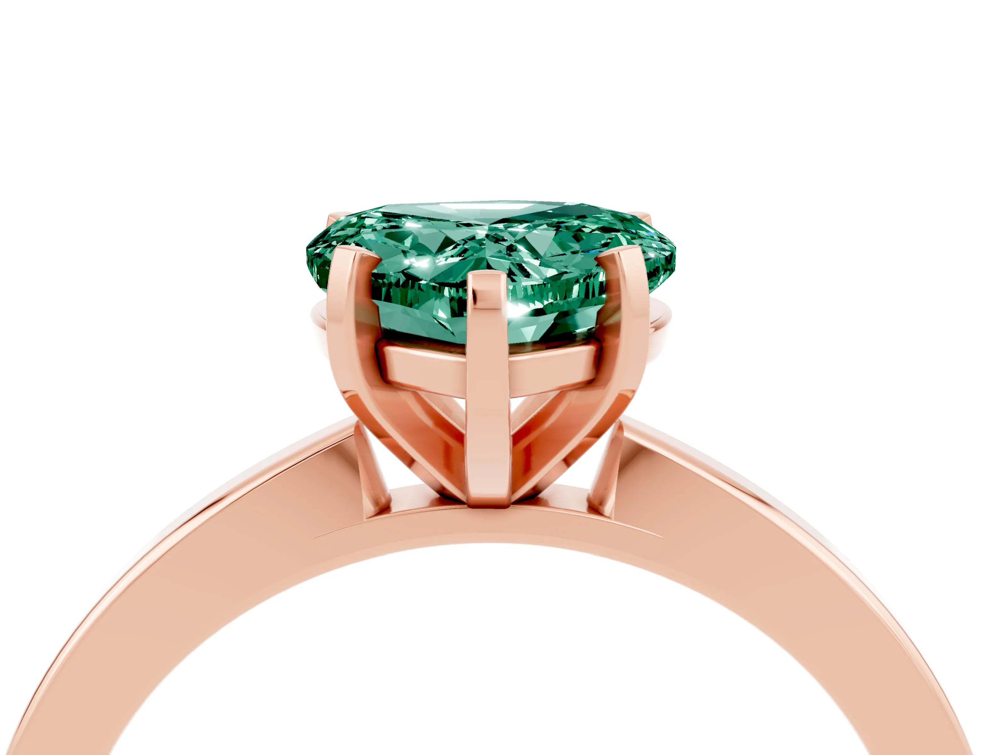 Rose gold Heart Cut Green Sapphire Solitaire Engagement Ring with Classic Band and Four-Prong Setting_28