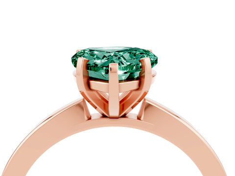 Rose gold Heart Cut Green Sapphire Solitaire Engagement Ring with Classic Band and Four-Prong Setting_28