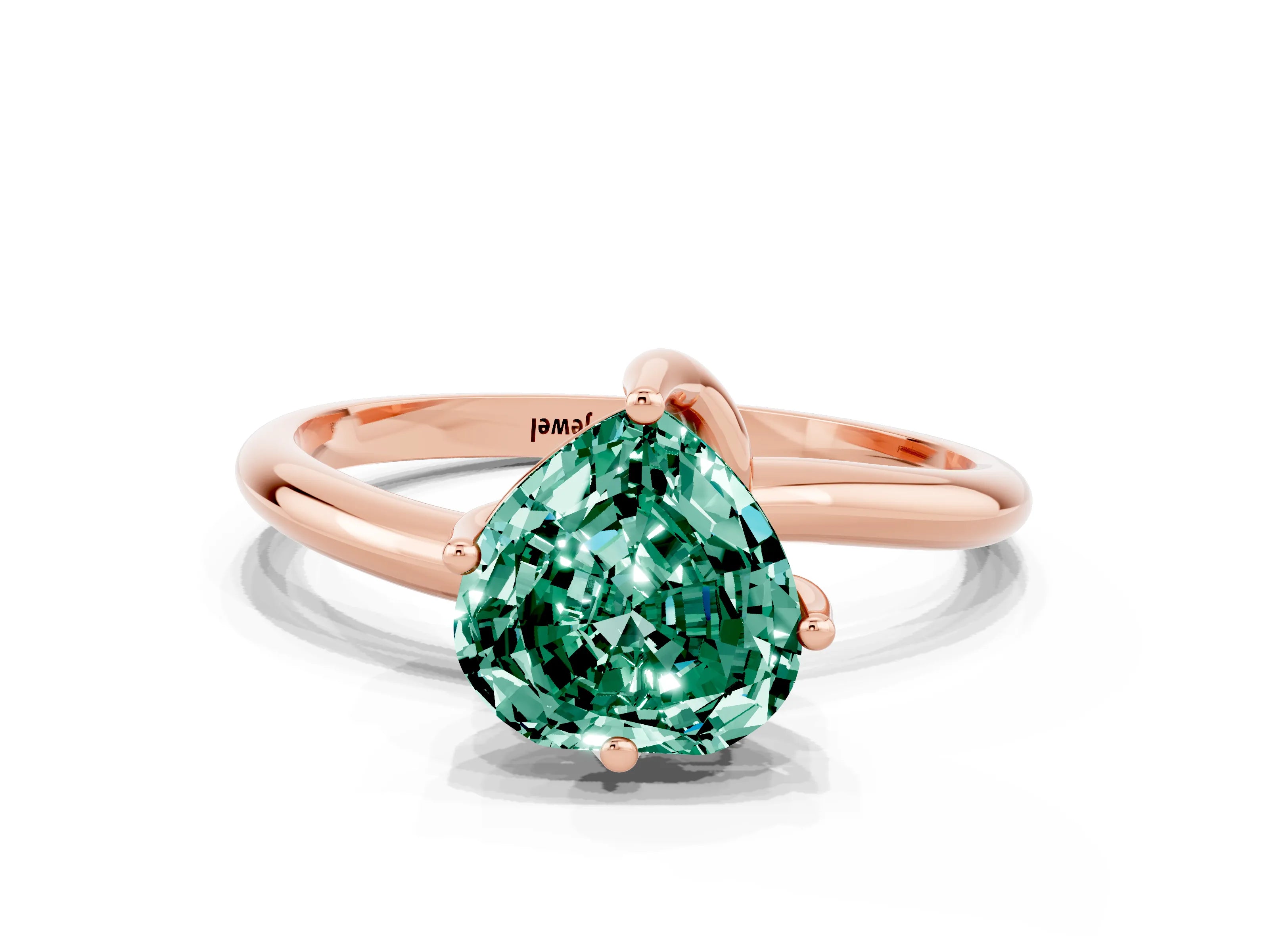 Rose gold Heart Cut Green Sapphire Solitaire Engagement Ring with Four-Prong Setting and Classic Band_12
