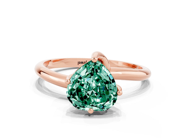 Rose gold Heart Cut Green Sapphire Solitaire Engagement Ring with Four-Prong Setting and Classic Band