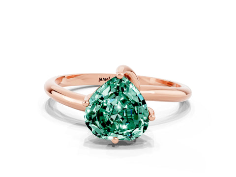 Rose gold Heart Cut Green Sapphire Solitaire Engagement Ring with Four-Prong Setting and Classic Band_12