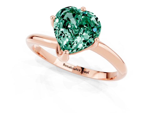 Rose gold Heart Cut Green Sapphire Solitaire Engagement Ring with Four-Prong Setting and Classic Band_13