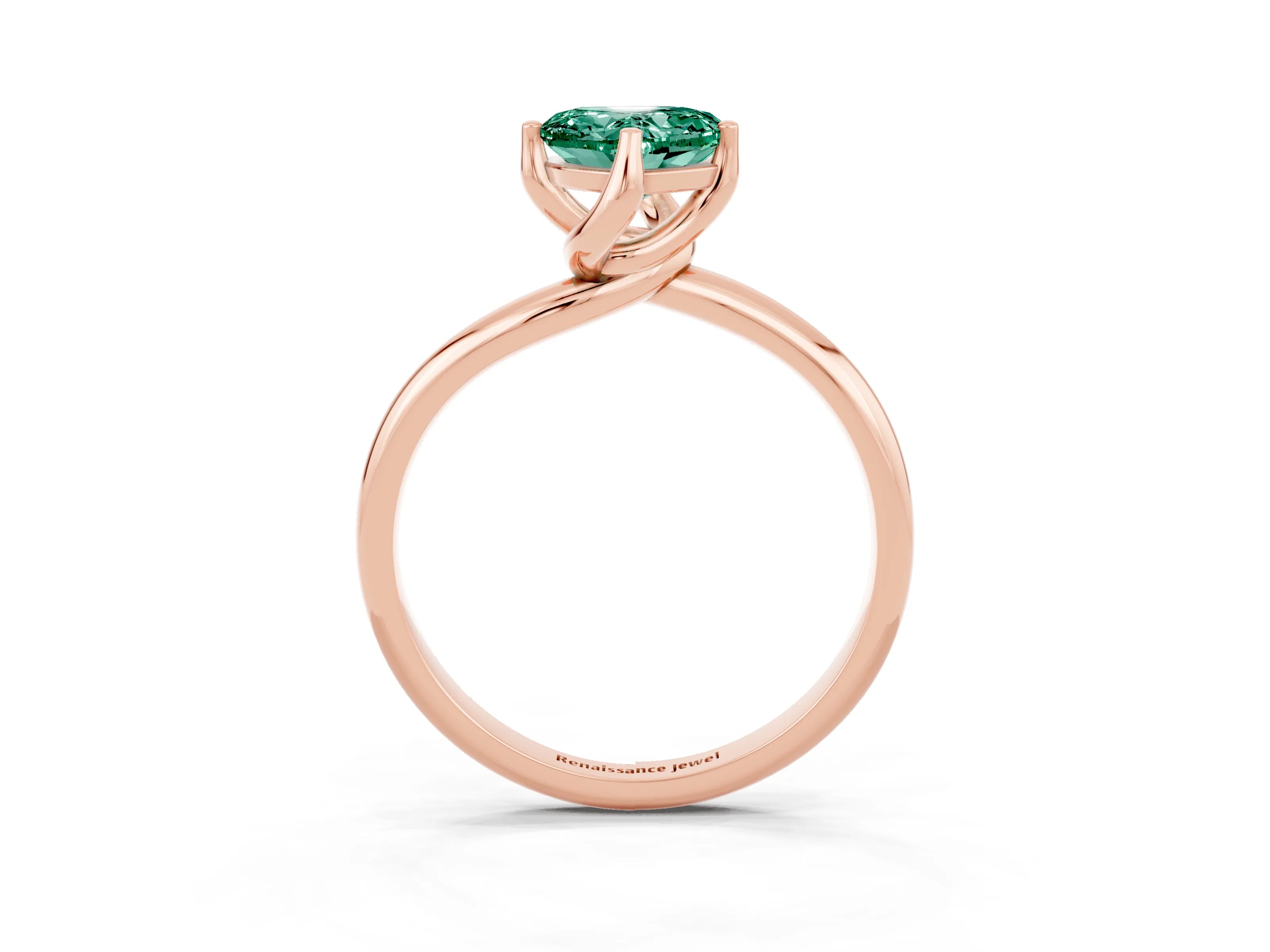 Rose gold Heart Cut Green Sapphire Solitaire Engagement Ring with Four-Prong Setting and Classic Band_15