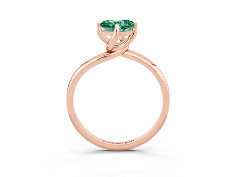 Rose gold Heart Cut Green Sapphire Solitaire Engagement Ring with Four-Prong Setting and Classic Band_15