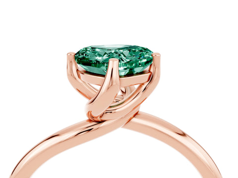 Rose gold Heart Cut Green Sapphire Solitaire Engagement Ring with Four-Prong Setting and Classic Band_16