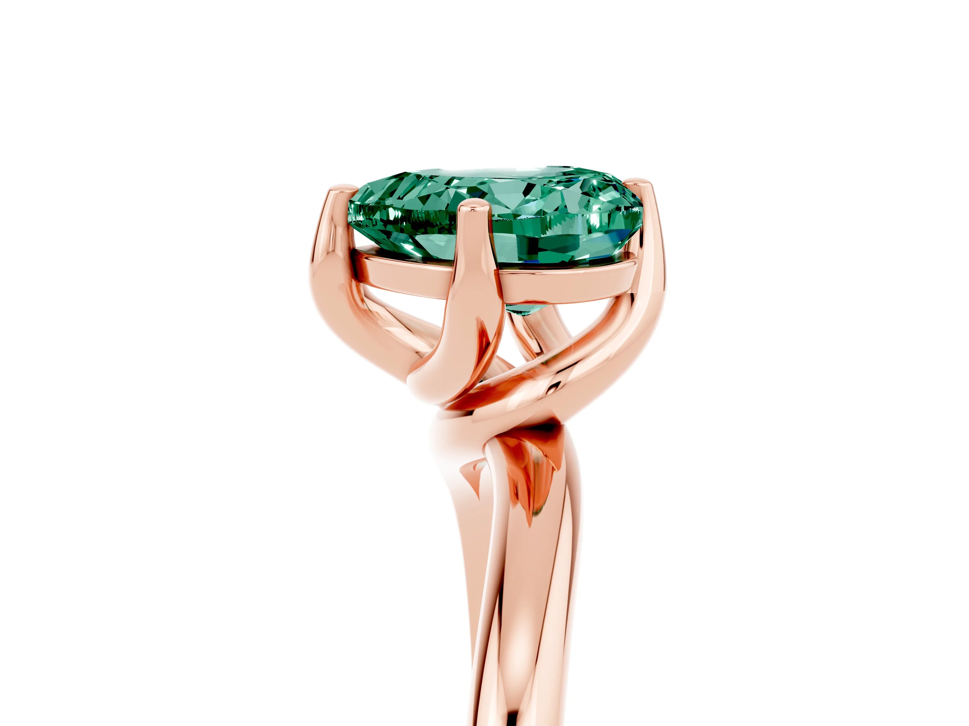 Rose gold Heart Cut Green Sapphire Solitaire Engagement Ring with Four-Prong Setting and Classic Band_17
