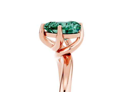 Rose gold Heart Cut Green Sapphire Solitaire Engagement Ring with Four-Prong Setting and Classic Band_17