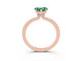 Rose gold Heart Cut Green Sapphire Solitaire Engagement Ring with Pavé Band and Four-Prong Setting_3