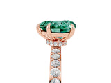 Rose gold Heart Cut Green Sapphire Solitaire Engagement Ring with Pavé Band and Four-Prong Setting_5