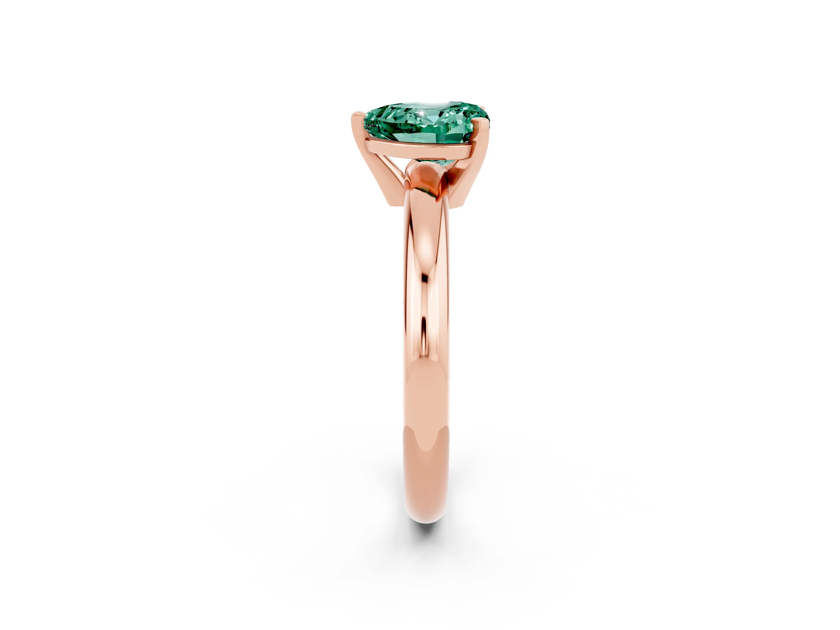 Rose gold Heart Cut Green Sapphire Solitaire Engagement Ring with Round Band and Four-Prong Setting_2