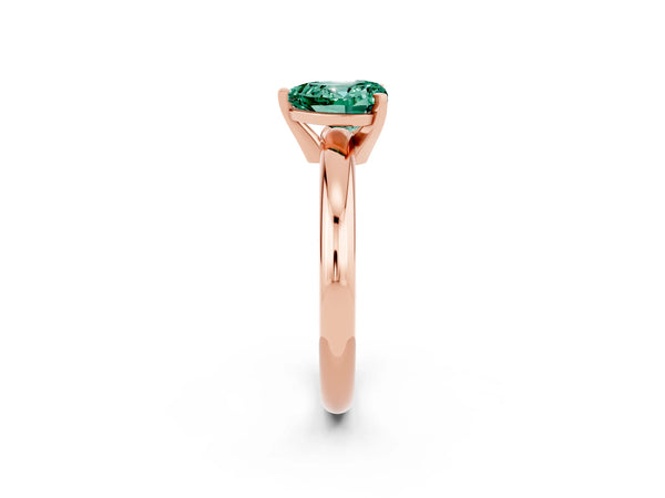 Rose gold Heart Cut Green Sapphire Solitaire Engagement Ring with Round Band and Four-Prong Setting