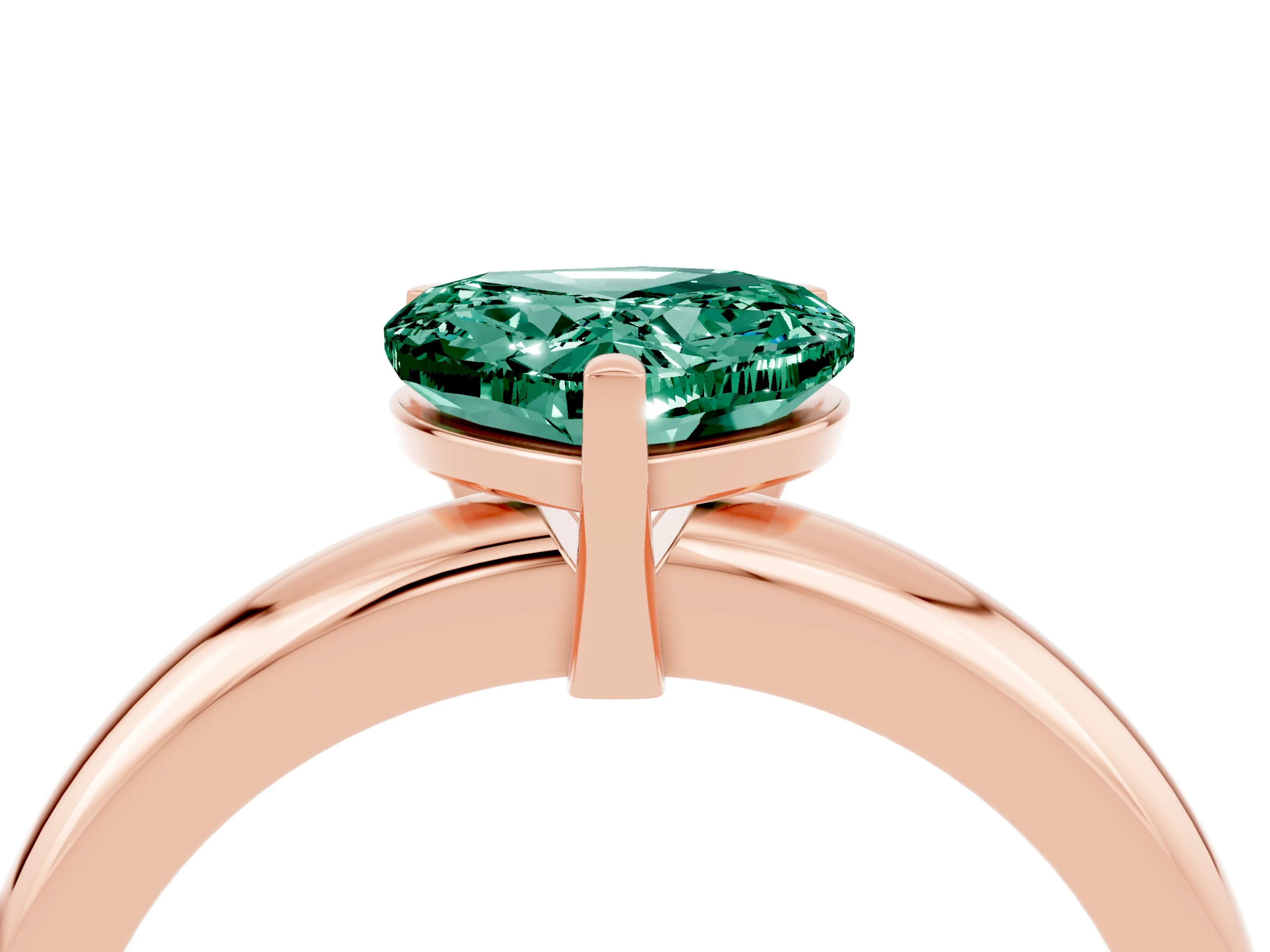 Rose gold Heart Cut Green Sapphire Solitaire Engagement Ring with Round Band and Four-Prong Setting_4