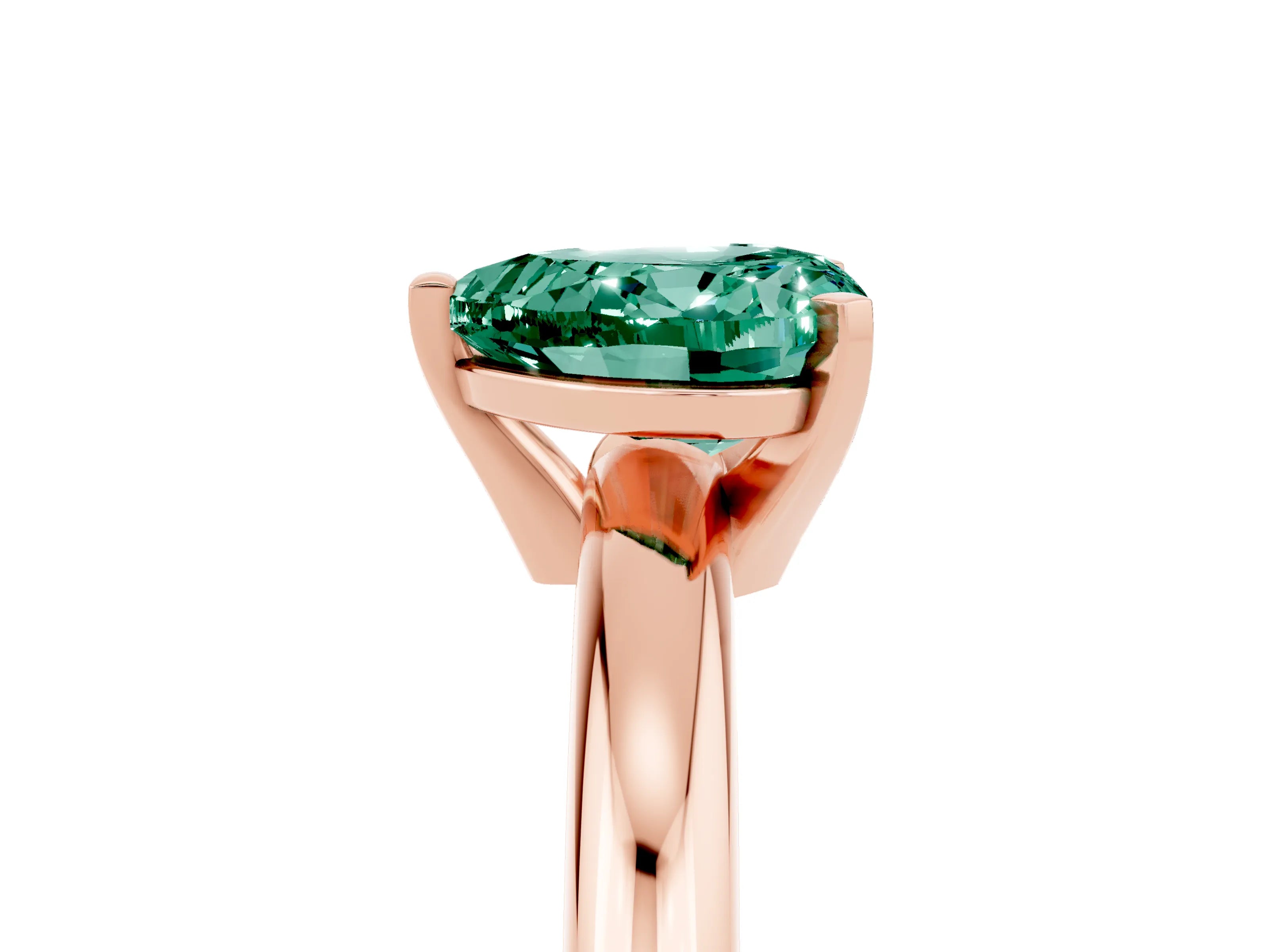 Rose gold Heart Cut Green Sapphire Solitaire Engagement Ring with Round Band and Four-Prong Setting_5