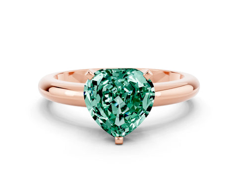 Rose gold Heart Cut Green Sapphire Solitaire Engagement Ring with Round Band and Four-Prong Setting