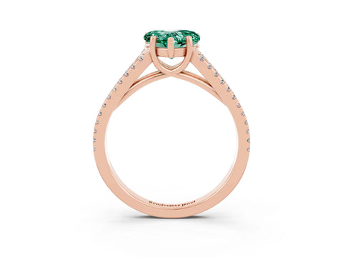 Rose gold Heart Cut Green Sapphire Solitaire Engagement Ring with Split Shank Pavé Band_3