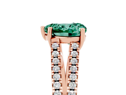 Rose gold Heart Cut Green Sapphire Solitaire Engagement Ring with Split Shank Pavé Band_5