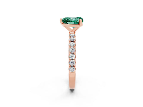Rose gold Heart Cut Green Sapphire Solitaire Pavé Band with Four-Prong Setting_2