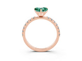 Rose gold Heart Cut Green Sapphire Solitaire Pavé Band with Four-Prong Setting_3