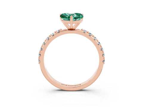 Rose gold Heart Cut Green Sapphire Solitaire Pavé Band with Four-Prong Setting_3