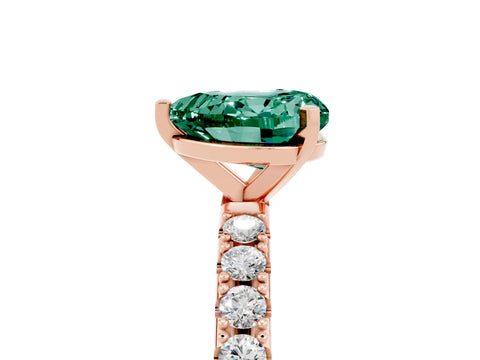 Rose gold Heart Cut Green Sapphire Solitaire Pavé Band with Four-Prong Setting_5