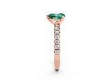 Rose gold Heart Cut Green Sapphire Solitaire Pavé Engagement Ring with Round Band and Prong Setting_14