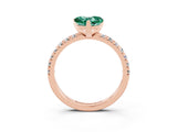 Rose gold Heart Cut Green Sapphire Solitaire Pavé Engagement Ring with Round Band and Prong Setting_15