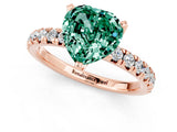 Rose gold Heart Cut Green Sapphire Solitaire Pavé Engagement Ring with Round Band and Prong Setting_67