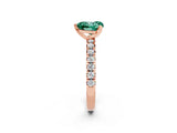 Rose gold Heart Cut Green Sapphire Solitaire Pavé Engagement Ring with Round Band and Prong Setting_68