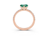 Rose gold Heart Cut Green Sapphire Solitaire Pavé Engagement Ring with Round Band and Prong Setting_69