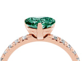 Rose gold Heart Cut Green Sapphire Solitaire Pavé Engagement Ring with Round Band and Prong Setting_70