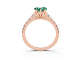 Rose gold Heart Cut Green Sapphire Solitaire Ring with Cathedral Setting and Pavé Band_3