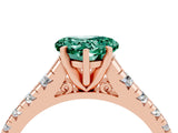 Rose gold Heart Cut Green Sapphire Solitaire Ring with Cathedral Setting and Pavé Band_4